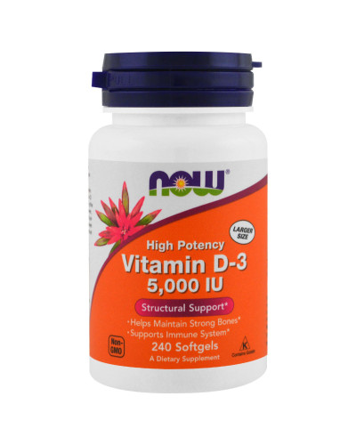 УЦІНКА Вітамін D3 5000IU, Now Foods, 240 желатинових капсул (вм'ятини)