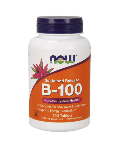 В-Комплекс Повільного Вивільнення, B-100, Now Foods, 100 таблеток