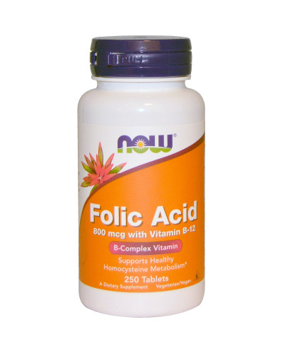 Фолієва Ксилота (В9) 800мкг, Now Foods, 250 таблеток