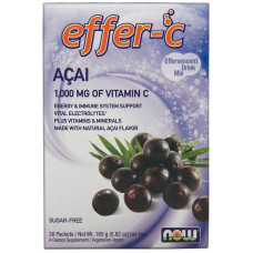 Поддержка Иммунитета, Effer-C, Acai Berry, Now Foods, 30 пакетов (5.82 г)