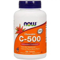 Витамин С, Вишнево-Ягодный Вкус, Chewable C-500, Now Foods, 100 жевательных таблеток