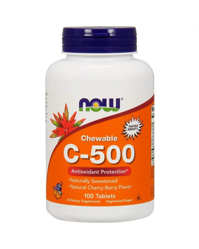 Вітамін С, Вишнево-Ягідний Смак, Chewable C-500, Now Foods, 100 жувальних таблеток