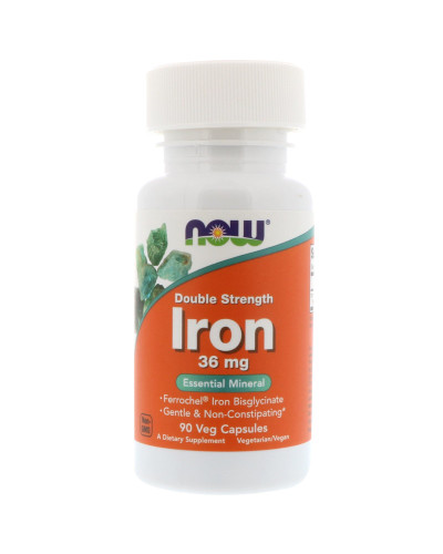 Железо Биглицинат, Iron, Now Foods, 36 мг, 90 капсул