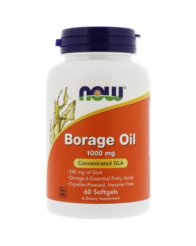 Масло огуречника, Now Foods, Borage Oil, 1000 мг, 60 мягких желатиновых капсул