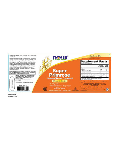 Масло Примулы Вечерней 1300mg, Now Foods, 60 желатиновых капсул