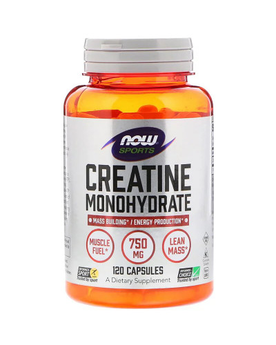 Моногидрат креатина, 750 мг, Now Foods, Creatine Monohydrate, 120 капсул