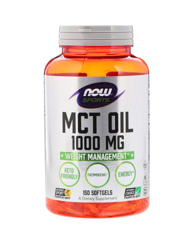 Масло МСТ, MCT Oil, Now Foods, 1000 мг, 150 желатиновых капсул