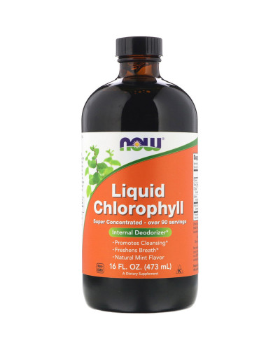 Рідкий Хлорофіл, Liquid Chlorophyll, Now Foods, м'ятний смак, 473 мл.