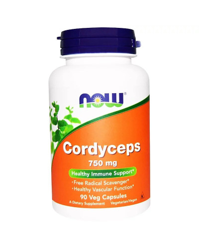 Грибы Кордицепс, 750 мг Now Foods, Cordyceps, 90 капсул
