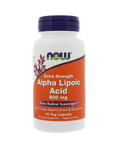 Альфа-ліпоєва кислота 600мг, Alpha Lipoic Acid, Now Foods, 60 капсул