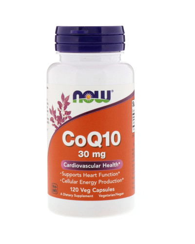 Коэнзим Q10 30 мг, CoQ10, Now Foods, 120 вегетарианских капсул
