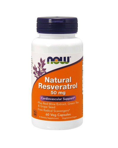 Ресвератрол, Natural Resveratrol, Now Foods, 50 мг, 60 капсул