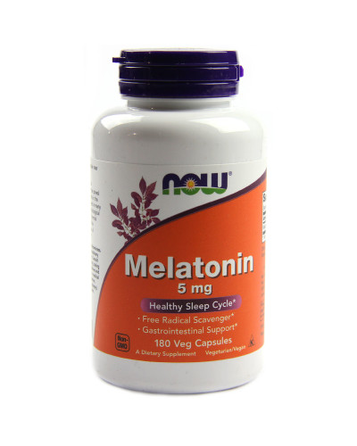 Мелатонін, Melatonin, Now Foods, 5 мг, 180 капсул