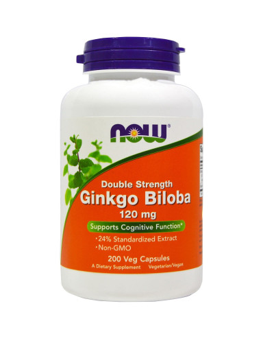Гинкго билоба, Ginkgo Biloba, Double Strength, Now Foods, 120 мг, 200 капсул
