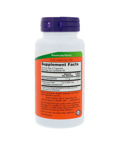 Гідрастіс, Goldenseal Root, Now Foods, 500 мг, 100 капсул