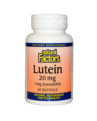 Лютеин 20 мг, Lutein, Natural Factors, 60 желатиновых капсул