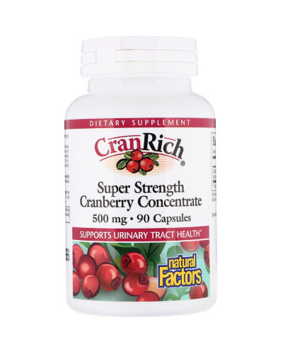 Клюквенный супер концентрат, CranRich, Natural Factors, 500 мг, 90 капсул