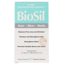 Биосил, Активатор Коллагена, BioSil Collagen Generator, Natural Factors, 60 вегетарианских капсул