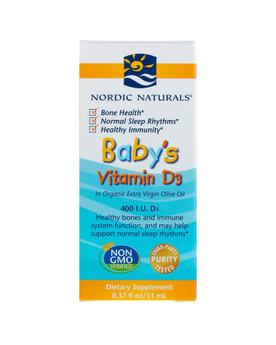 Вітамін D3 для дітей, Baby's Vitamin D3, Nordic Naturals 400 МЕ, 0.37 fl oz (11 мл)