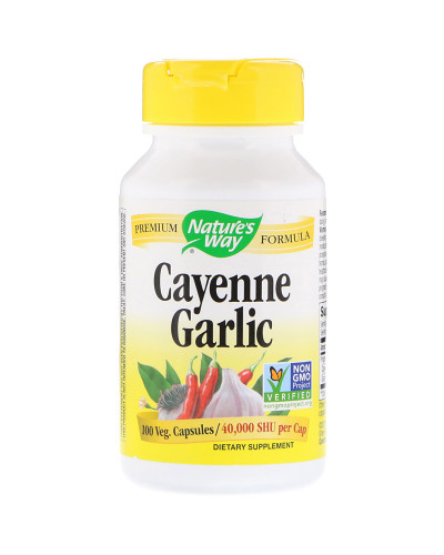 Кайенский Перец и Чеснок, Cayenne Garlic, Nature's Way, 100 капсул