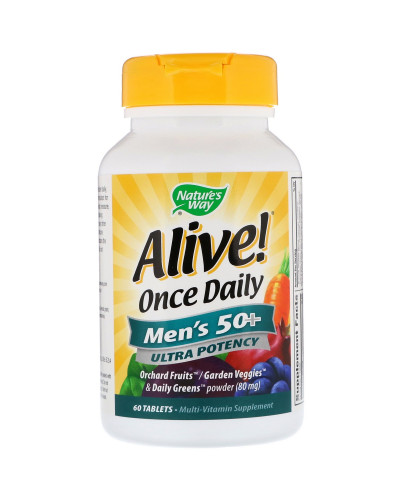 Мультивітаміни для Чоловіків 50+, Alive! Once Daily, Men's 50+, Nature's Way, 60 пігулок (пам'ята коробка)