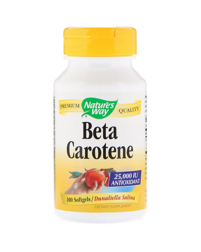 Бета Каротин (Вітамін А), Beta Carotene, Nature's Way, 25 000 МО, 100 гелевих капсул