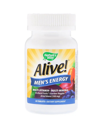 Мультивитамины для мужчин, Nature's Way, Alive!, Men's Energy Multivitamin-Multimineral, 50 таблеток Мультивитамины для мужчин, Nature's Way, Alive!, Men's Energy Multivitamin-Multimineral, 50 таблеток