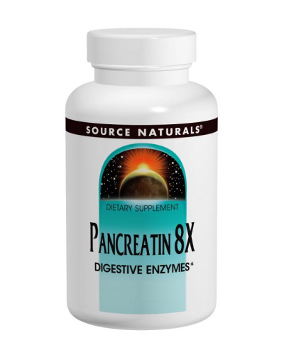 Травні Ферменти 500мг, Pancreatin 8 X, Source Naturals, 50 капусл