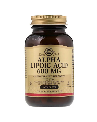 Альфа-Ліпоєва Кислота, Alpha Lipoic Acid, Solgar, 600 мг, 50 таблеток