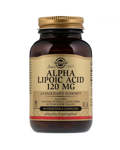Альфа-Ліпоєва Кислота, Alpha Lipoic Acid, Solgar, 120 мг, 60 капсул (пошкодження зовнішньої плівки)