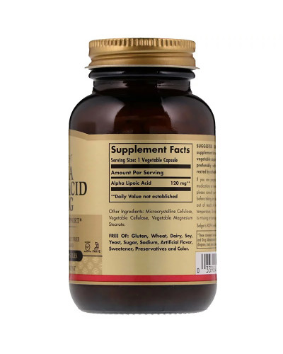 Альфа-Ліпоєва Кислота, Alpha Lipoic Acid, Solgar, 120 мг, 60 капсул (пошкодження зовнішньої плівки)