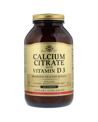 УЦЕНКА Цитрат Кальция + Витамин D3, Calcium Citrate with Vitamin D3, Solgar, 240 таблеток (частично отсутствует пленка)