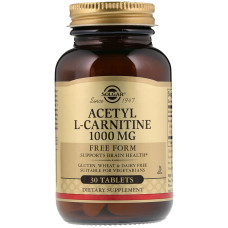 Ацетил L-Карнитин, 1000 мг, Acetyl L-Carnitine, Solgar, 30 таблеток