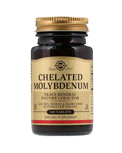 Молібден Хелат, Chelated Molybdenum, Solgar, 100 таблеток