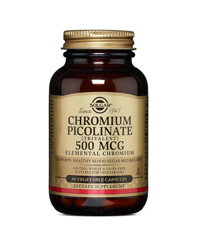 Хром Пиколинат, Chromium Picolinate, Solgar, 500 мкг, 60 капсул