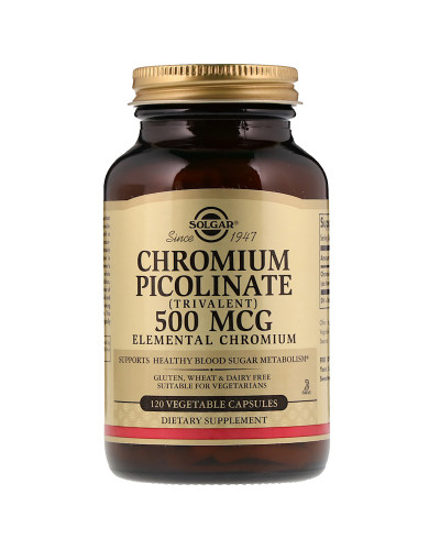 УЦІНКА Хром Піколінат, Chromium Picolinate, Solgar, 500 мкг, 120 капсул (пошкоджена зовнішня плівка)