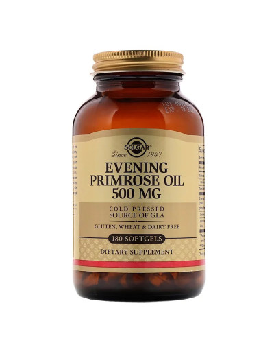 Масло Примулы Вечерней 500 мг, Evening Primrose Oil, Solgar, 180 желатиновых капсул
