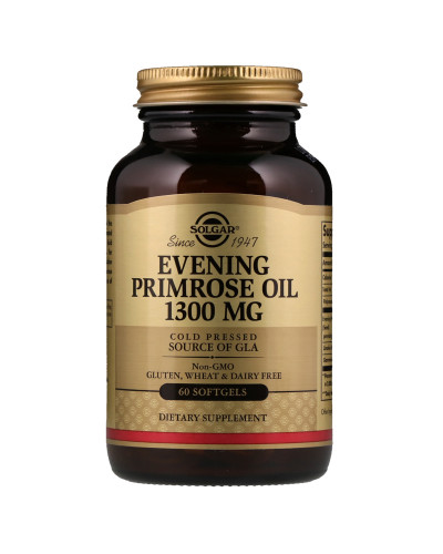 Масло Примулы Вечерней 1300 мг, Evening Primrose Oil, Solgar, 60 желатиновых капсул