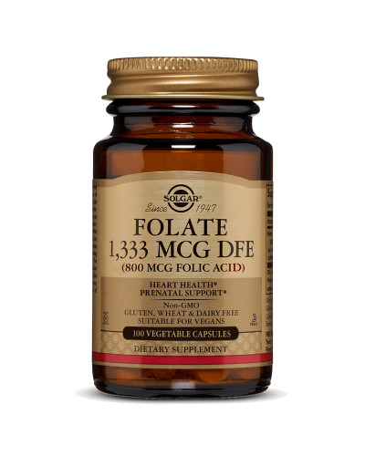 Фолієва Кислота (В9), Folic Acid, 800 мкг, Solgar, 100 рослинніх капсул