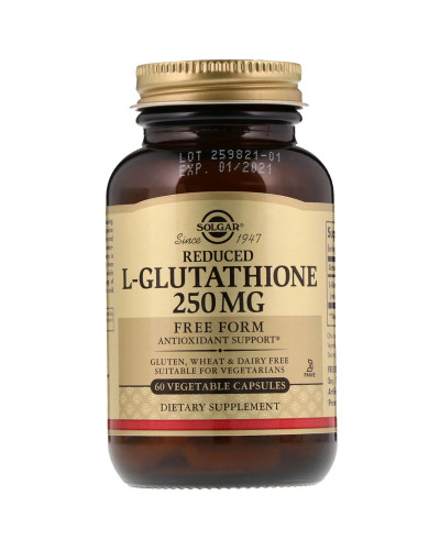 L-глутатіон, L-Glutathione, Solgar, 250 мг, 60 вегетаріанських капсул L-глутатіон, L-Glutathione, Solgar, 250 мг, 60 вегетаріанських капсул