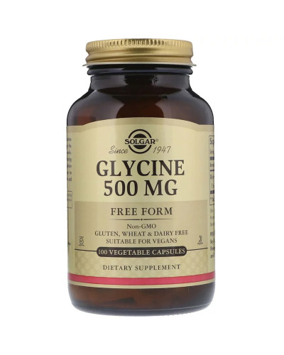 Глицин, Glycine, Solgar,  500 мг, 100 вегетарианских капсул