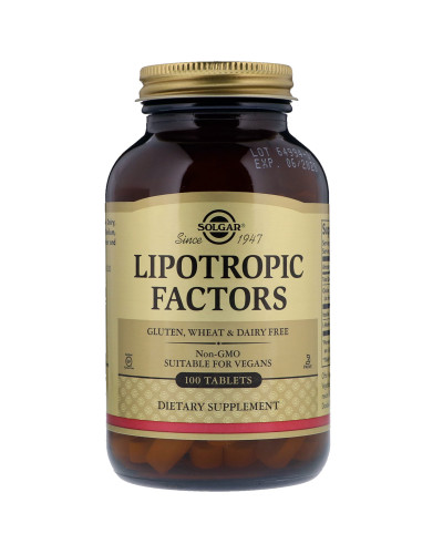 Липотропный Фактор, Lipotropic Factors, Solgar, 100 таблеток