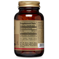 L-Лизин, L-Lysine, Solgar, 500 mg, 50 вегетарианских капсул