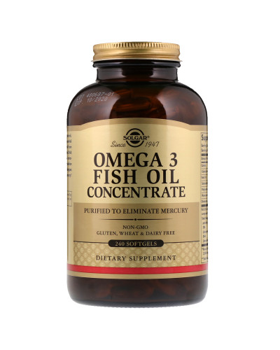 УЦІНКА Омега-3 Риб'ячий жир, концетрат, Omega-3 Fish Oil Concentate, Solgar, 240 желатинових капсул (царапини на упаковці) УЦІНКА Омега-3 Риб'ячий жир, концетрат, Omega-3 Fish Oil Concentate, Solgar, 240 желатинових капсул (царапини на упаковці)