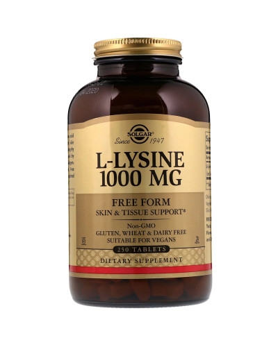 Лізин 1000 мг, L-Lysine, Solgar, 250 таблеток