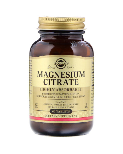 Цитрат Магнію, Magnesium Citrate, Solgar, 60 таблеток