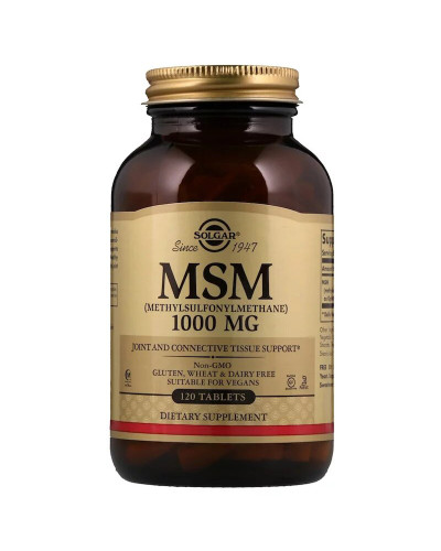 Сірка, MSM (Methylsulfonylmethane), Solgar, 1000 мг, 120 таблеток