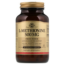 L-Метионин, 500 мг, L-Methionine, Solgar, 90 вегетарианских капсул