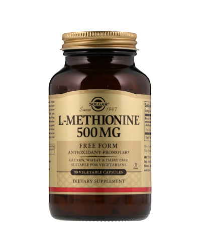 L-Метіонін, 500 мг, L-Methionine, Solgar, 90 вегетаріанських капсул