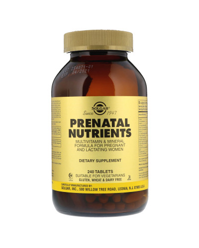 Мультивитамины для Беременных, Prenatal Nutrients, Solgar, 240 таблеток